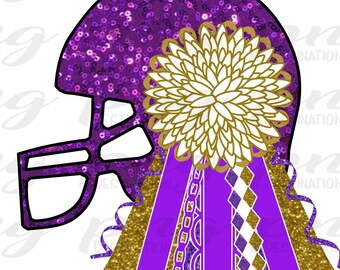DIY Football Helmet Mum/Purple Gold White Flower Mum/PNG Digital Download/Shirt Mum/School Spirit/Football/Instant Download/Sublimation/DTF