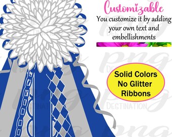 DIY No Glitter Mum/Customizable/Homecoming Mum PNG/ Blue Silver White/White Flower Mum/Football/Instant Download/Sublimation/DTF