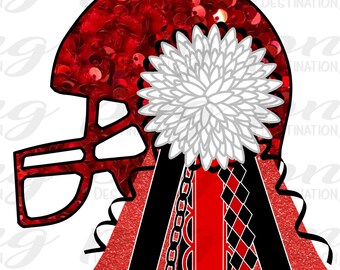 DIY Football Helmet Mum/Red Black White Flower Mum/PNG Digital Download/Shirt Mum/School Spirit/Football/Instant Download/Sublimation/DTF