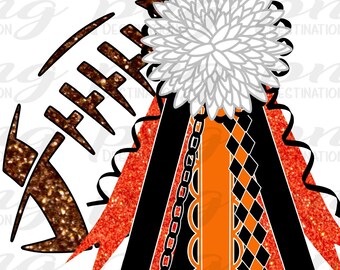 DIY Football Mum/Orange Black White Flower Mum/PNG Digital Download/Shirt Mum/School Spirit/Football/Instant Download/Sublimation/DTF