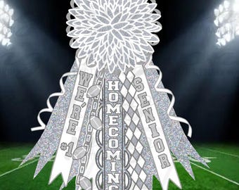 Senior Homecoming Mum PNG/Silver Confetti White/Confetti Flower/ Shirt Mum/School Spirit/Texas Mum/Football/Instant Download/Sublimation/DTF