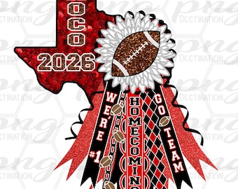 2026 Texas Mum/PNG Rote HOCO Mum/Rot Schwarz Weiß /Weiße Blumen Mum /Shirt Mum/Schulgeist/Fußball /Sofort-Download/Sublimation/DTF