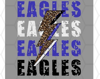 Eagles Leopard Lightning Bolt // School Spirit // Eagles Mascot // PNG DOWNLOAD INSTANTÂNEO // Sublimação