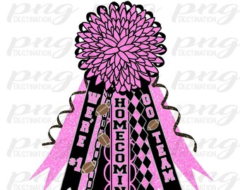 Pink Homecoming Mum PNG / Pink Flower/Shirt Mum/Pink Black Mum /School Spirit/Texas Mum/Football/Instant Download/Sublimation/DTF