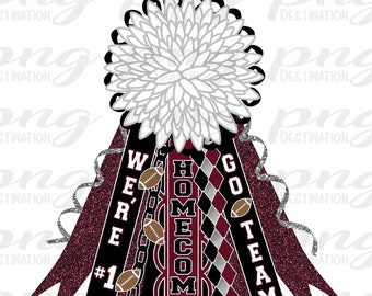 Maroon Homecoming Mum PNG/White Black Maroon/White Flower Mum/Shirt Mum/School Spirit/Texas Mum/Football/Instant Download/Sublimation/DTF