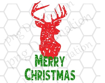 Merry Christmas Deer Distressed, Christmas Deer, Christmas Design, PNG INSTANT DOWNLOAD, Christmas Deer Sublimation