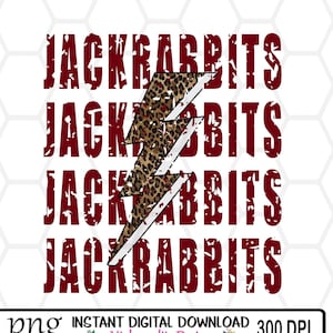 Jackrabbits Maroon Leopard Lightning Bolt // School Spirit // Jackrabbits Mascot // PNG INSTANT DOWNLOAD // Sublimation