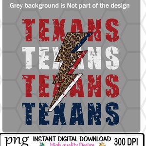 Texans Leopard Lightning Bolt // School Spirit //  Texans Mascot // PNG INSTANT DOWNLOAD // Sublimation