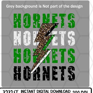 Hornets Leopard Lightning Bolt // School Spirit // Hornets Mascot // PNG INSTANT DOWNLOAD // Sublimation