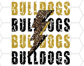 Bulldogs Leopard Lightning Bolt // School Spirit // Bulldogs Mascot // PNG INSTANT DOWNLOAD // Sublimation