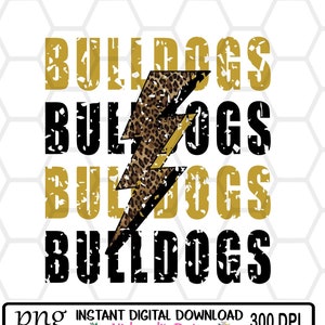 Bulldogs Leopard Lightning Bolt // School Spirit // Bulldogs Mascot // PNG INSTANT DOWNLOAD // Sublimation