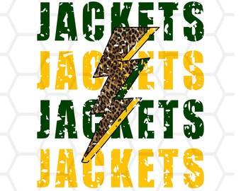 Jackets Leopard Lightning Bolt // School Spirit // Jackets Mascot // PNG INSTANT DOWNLOAD // Sublimation