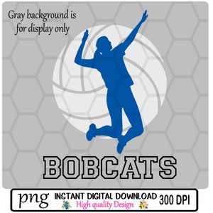 Bobcats // Girls Volleyball // Blue // School Spirit // Bobcats Mascot // PNG INSTANT DOWNLOAD // Sublimation