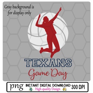 Texans Game Day // Girls Volleyball // Red // School Spirit // Texans Mascot // PNG INSTANT DOWNLOAD // Sublimation