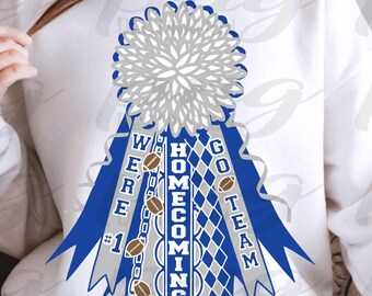 Blue Mum PNG/Homecoming Mum/White Flower Mum/Shirt Mum/School Spirit/Texas Mum/Football/Instant Download/Sublimation/DTF