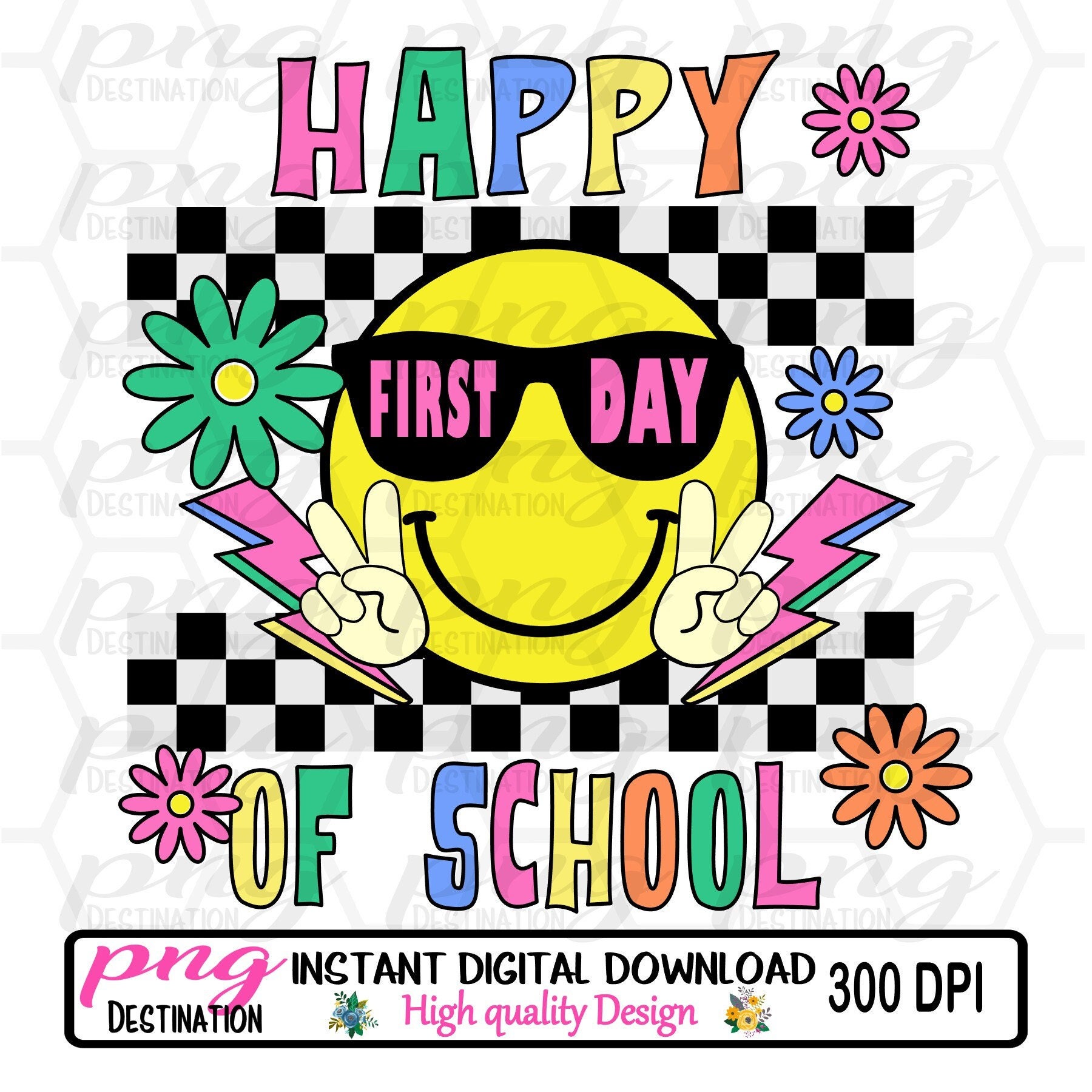 Happy First Day of School // Smiley Face // Back to School // DTF ...