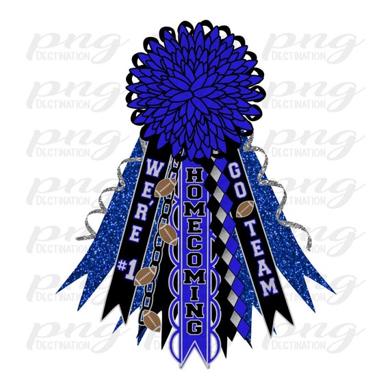 Blue Homecoming Mum PNG/ Blue Flower Mum /Shirt Mum/Blue Black Silver Mum/School Spirit /Texas Mum/Football/Instant Download/Sublimation/DTF