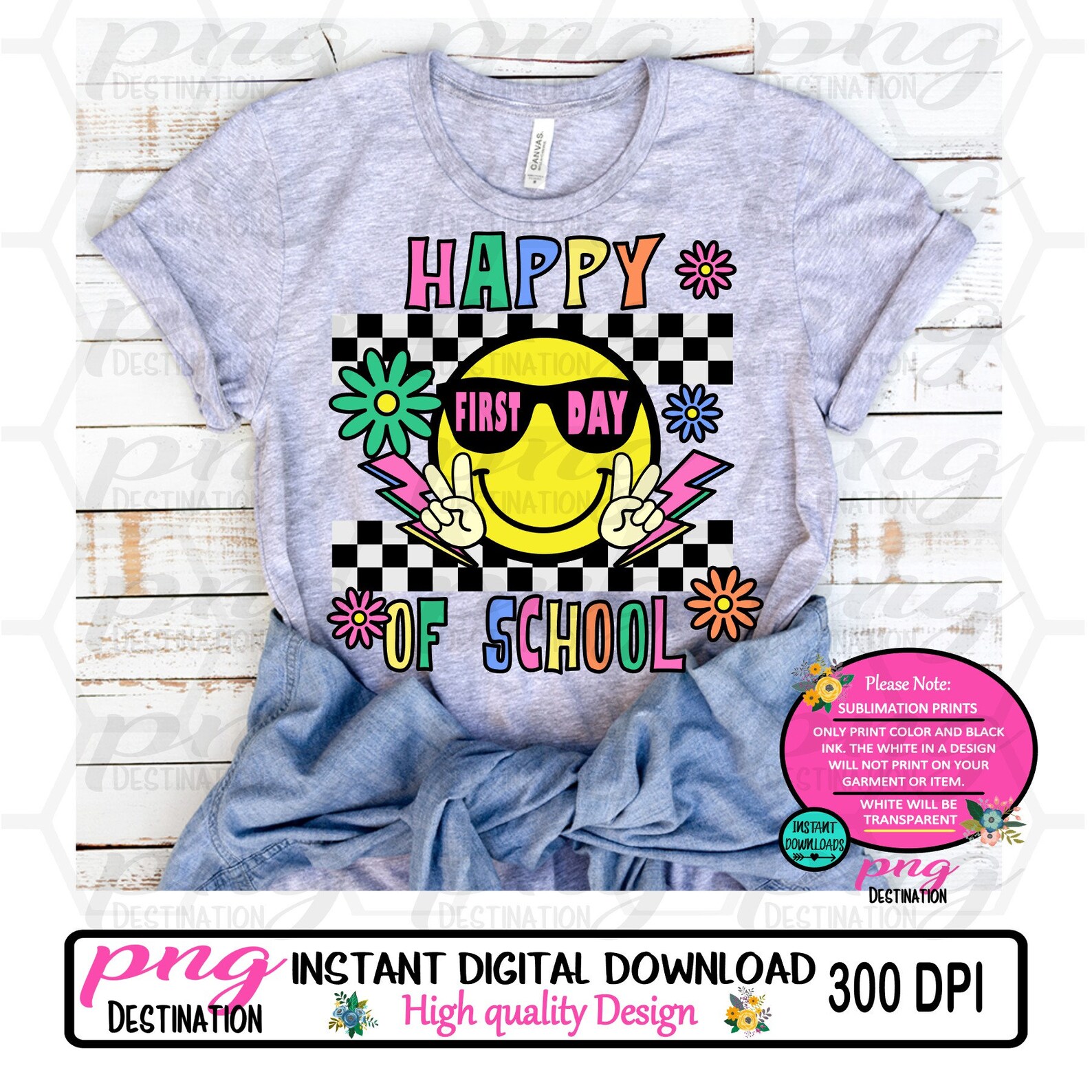 Happy First Day of School // Smiley Face // Back to School // DTF ...