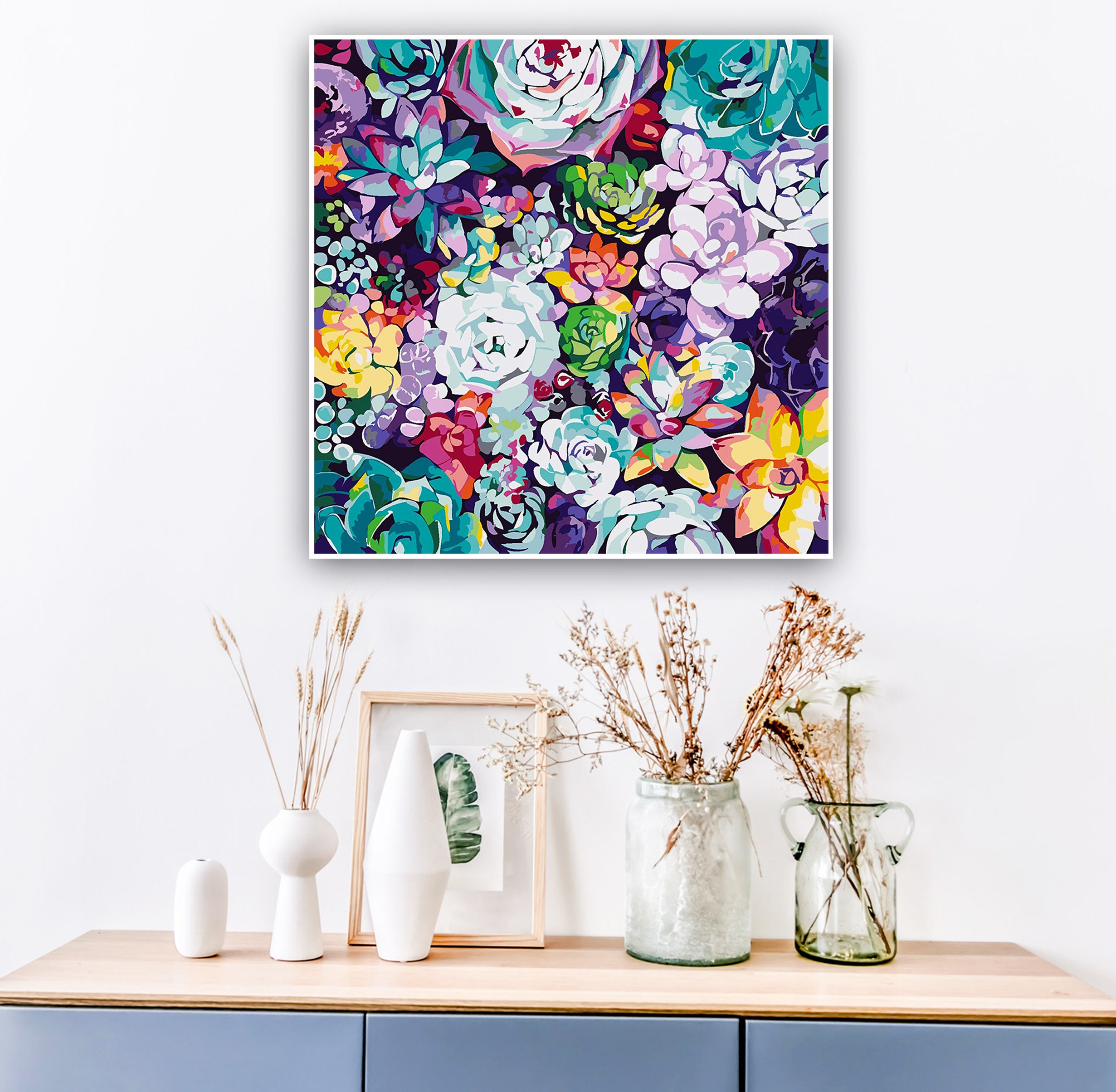 Succulent garden Paint by number kit adult DIY coloring by Etsy