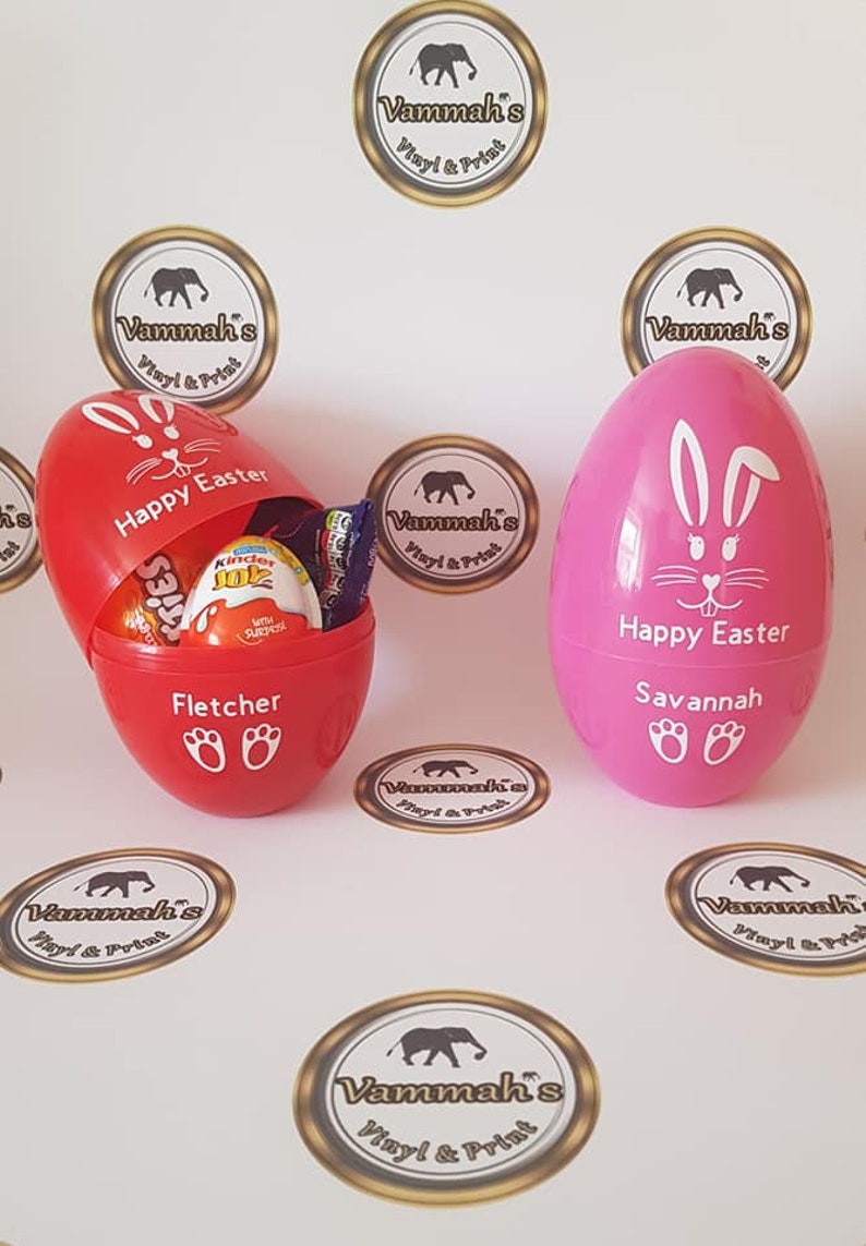 Large Personalised Fillable Easter Egg, Bunny Ears and Feet Design