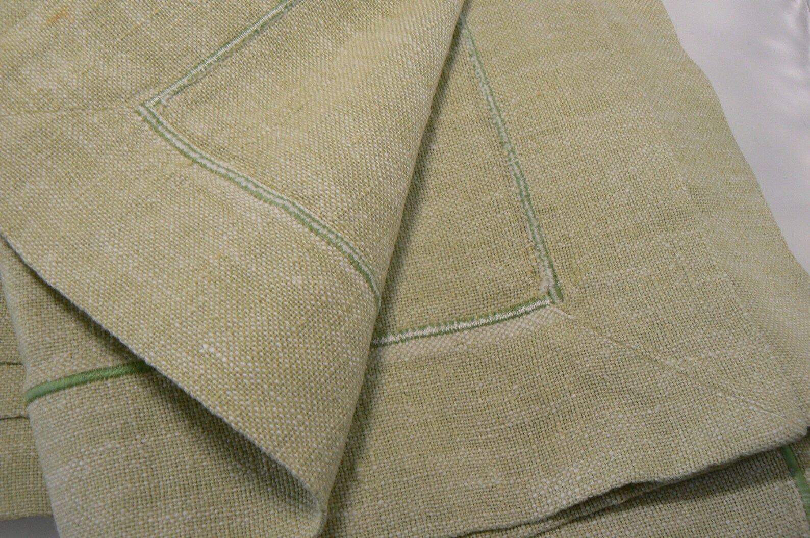 Table Cloth Sage Green Vintage Linen Rectangle Etsy