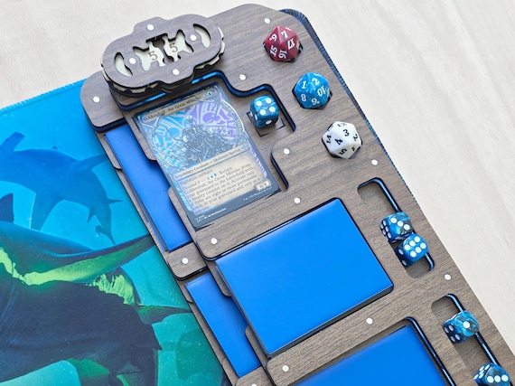 mtg commander card holder Amazon.com: Kabinka Card Deck Box for MTG Commander, Holds 400+  Double-Sleeved Cards, 5 IN 1 Detachable Card Case with Dice Tray, Fits  Magic/TCG Cards, 4 Magnetic Card Holders & Dividers (Black Purple) : main image 0