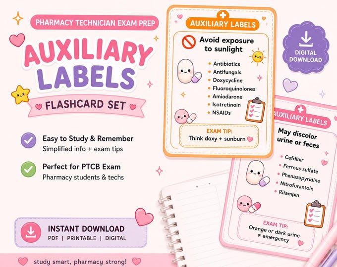Pharmacy Auxiliary Labels Flashcards | PTCB Pharmacy Technician Study ...