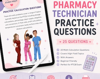 PTCB Exam Calculation Practice Test | Digital | Pharmacy Technicians | Exam Prep | ItsDricaaa
