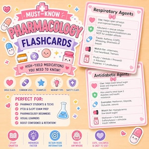Must-Know Pharmacology Flashcards for Pharmacy Technicians | PTCB & ExCPT Study Guide | Top 200 Drugs Study Aid | Pharmacy Tech Gift