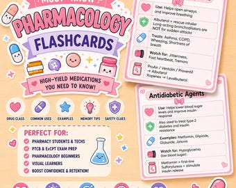 Must-Know Pharmacology Flashcards for Pharmacy Technicians | PTCB & ExCPT Study Guide | Top 200 Drugs Study Aid | Pharmacy Tech Gift