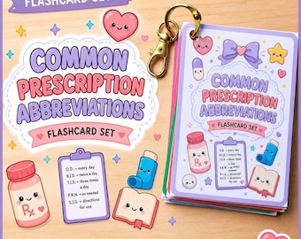 Common Prescription Abbreviations Flashcards for Pharmacy Technicians | PTCB Study Aid | Sig Codes Cheat Sheet | New Tech Gift