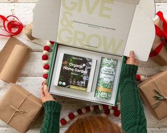 Organic Home Garden Gift Set - Culinary Herbs Kit + Starter & Transplanter Fertilizer
