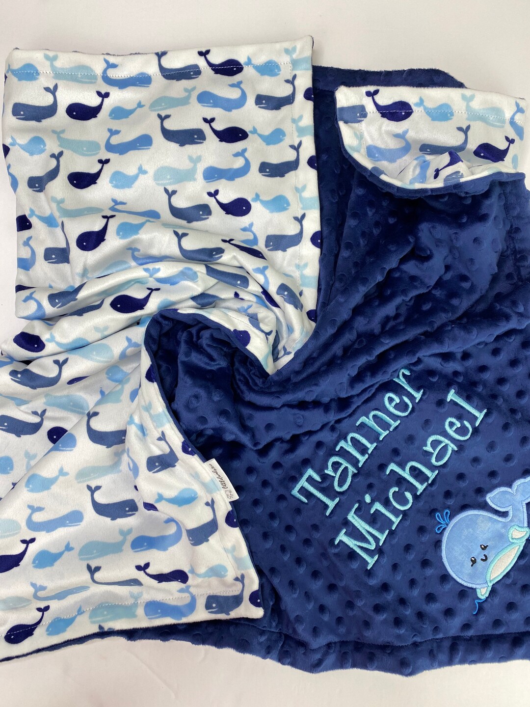 Double Minky Whale Baby Blanketpersonalized for Boy Whales Etsy