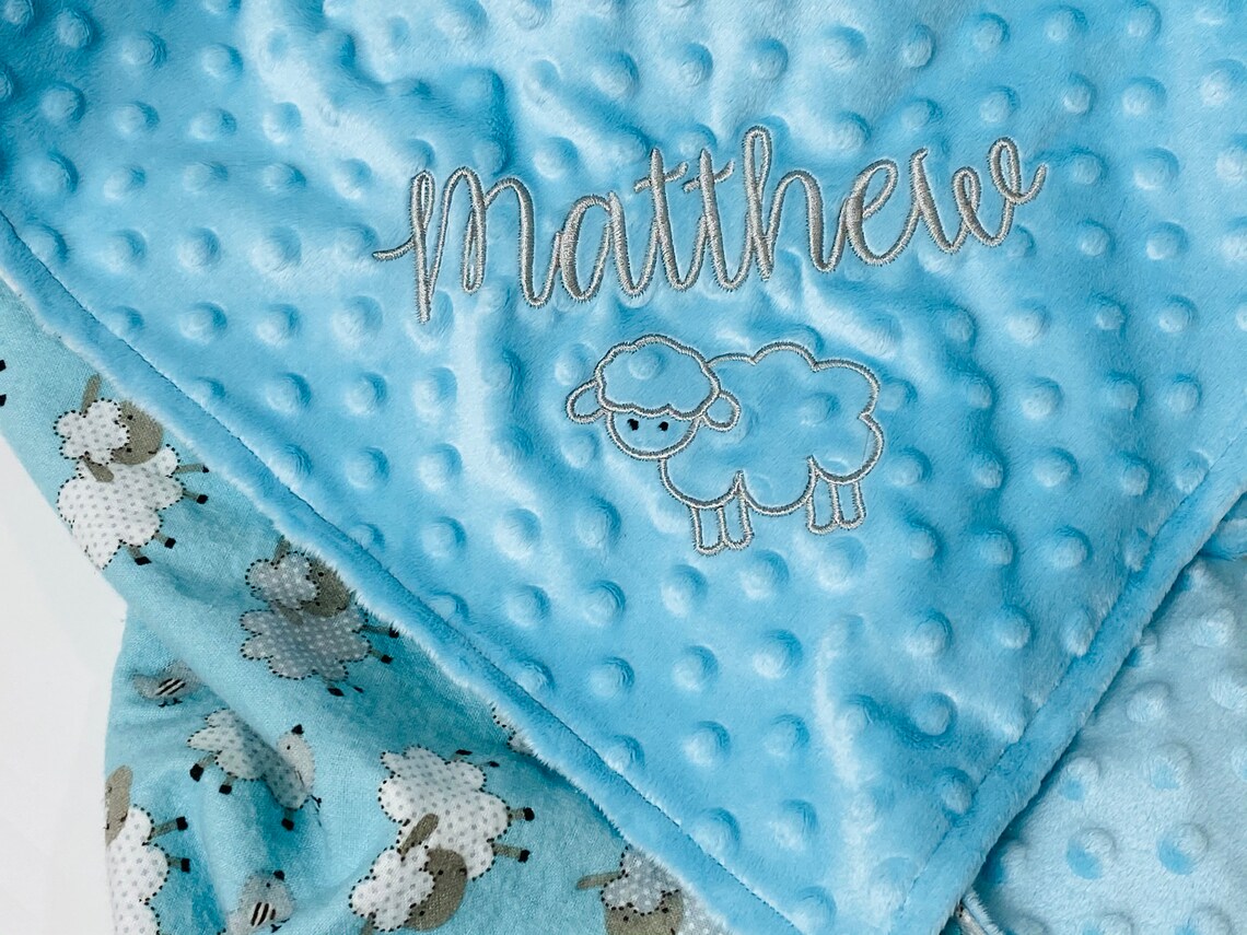 Lamb Baby Blanket, Blue main image 0