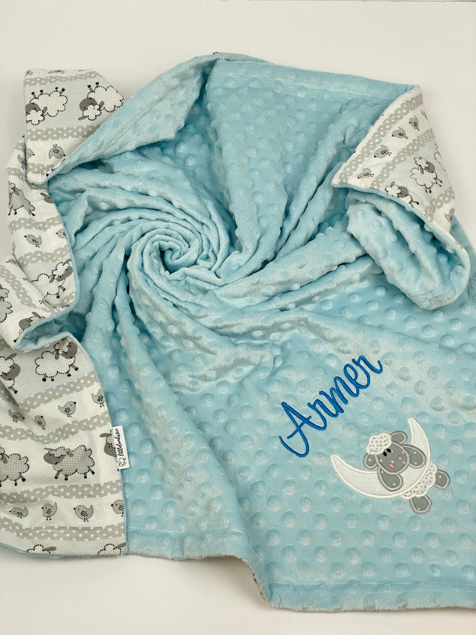 Personalized Baby Blanket With Sheep on the Moon Cute Little Etsy