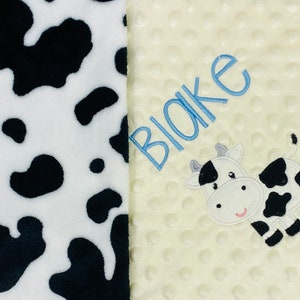 Cow Print Double Minky Baby LOVEY, Personalized Minky Baby Lovey,  Double-Sided Minky Blanket, Plush Minky Dot Baby Blanket