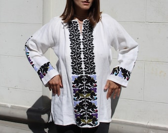 Embroidered linen shirt Boho shirt ukrainian Aesthetic ukraine shirt Vyshyvanka women's blouse embroidered shirt for women Spring clothing