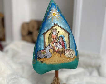 Christmas  textile nativity scene Christmas home decor Christmas ornament Holiday decor Christian christmas decor 2023 Catholic Gift