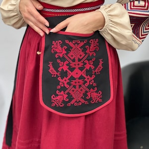 Pochette de ceinture traditionnelle ukrainienne - Ladunka avec oiseaux Broderie folklorique bohème ukrainienne Sac banane Ceinture de créateur Ceinture pour femme Broderie machine