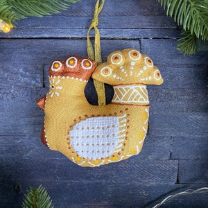 Golden Christmas Rooster Christmas tree decoration Eco-Friendly Christmas Gift Handmade gift Ukrainian handmade,Christmas handmade image 1