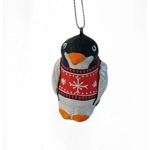 Decoración navideña inastillable Papel Mache penguine adornos Escultura penguine estatuilla Marca respetuosa con el medio ambiente Único árbol de Navidad decoración Penguine