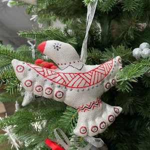Silver and Red Christmas Firebird Christmas tree decoration Eco-Friendly Christmas Gift Handmade gift Ukrainian handmade Christmas handmade image 6