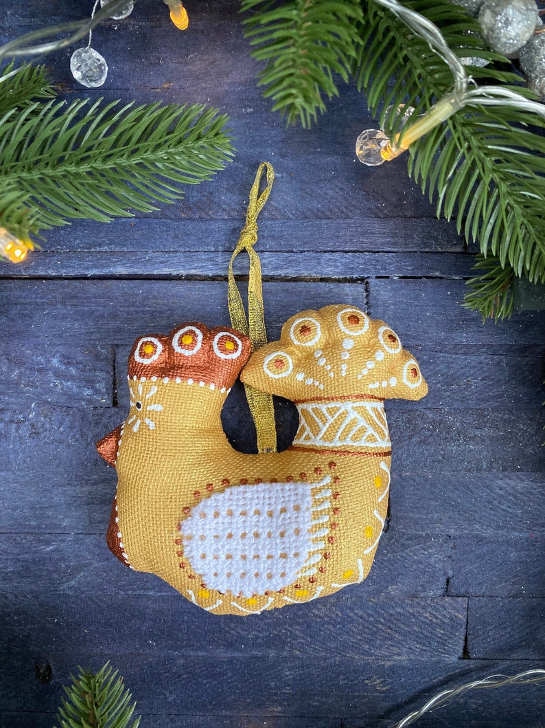 Golden Christmas Rooster Christmas tree decoration Eco-Friendly Christmas Gift Handmade gift Ukrainian handmade,Christmas handmade image 1