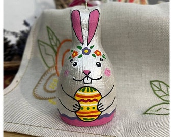 Souvenir Sculptural bunny with Easter egg Easter home decor Easter gift idea Easter gift  Easter Bunny Handmade in Ukraine Housewarming gift