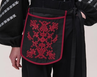 Ukrainian Belt Bag: Embroidered Bird Ladunka, Boho Folk Style
