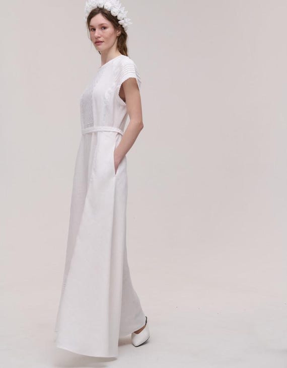white christmas dresses The Crown Linen & Silk Wedding Gown main image 0