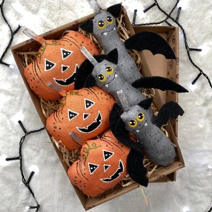 Halloween textile decoration Trick Or Treat Gift box Halloween decor Bat & Pumpkin Decor with the smell of vanilla Happy Halloween image 6