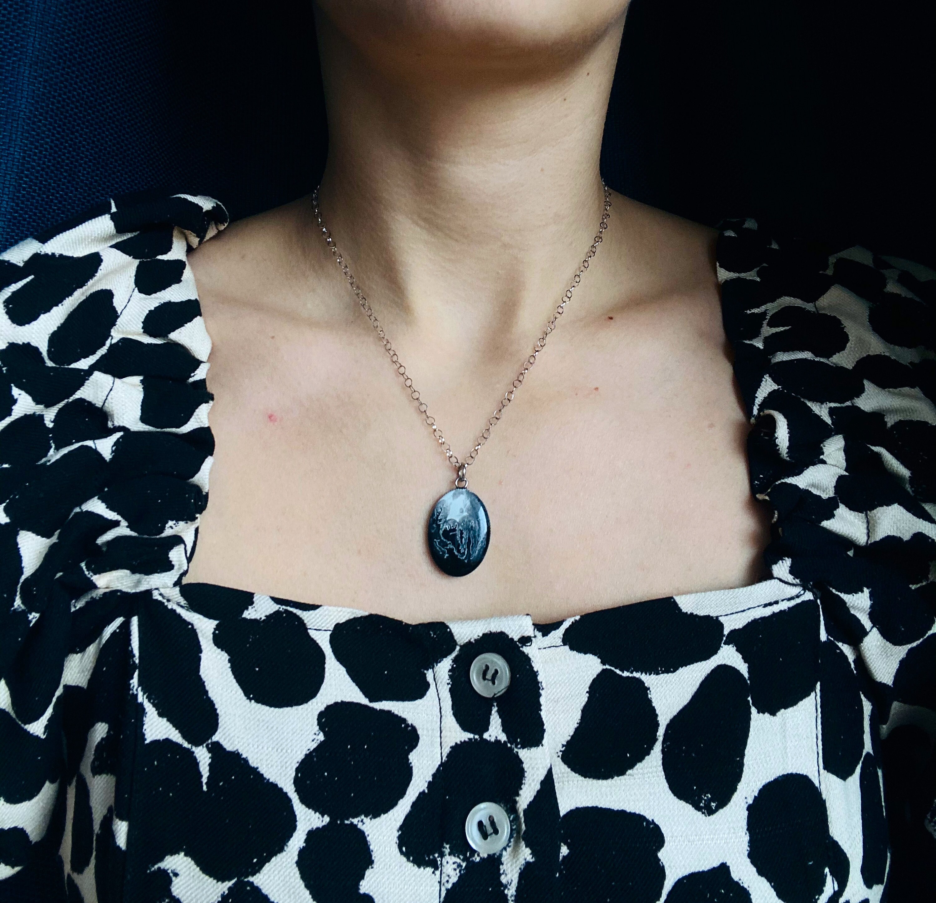 Nature jewelry Minimalist necklace Moon charm Resin Etsy