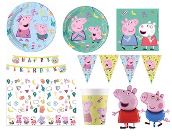 Peppa Pig Party Supplies Tableware Decor Plates Napkins Cups Birthday Balloons