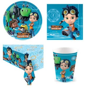 RUSTY RIVETS Party Supplies Tableware Decor Plates Napkins Cups Tablecover Banner Birthday image 1